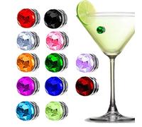 Pendentif en forme de vin - Lot de 12 pendentifs magnétiques en pour verres sans pied - Pour la Saint-Valentin, les fêtes, les cocktails, le champagne, Pâques, Halloween, l'obtention d'un