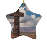Pendentif en forme d'étoile à suspendre en céramique pour sapin de Noël DDCXZPP American Cross Totem Impressions Maisons, centres commerciaux, supermarchés et magasins