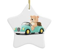 Pendentif en forme d'étoile à suspendre en céramique pour sapin de Noël DDCXZPP Little Bear Driving Prints Maisons, centres commerciaux, supermarchés et magasins