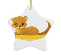 Pendentif en forme d'étoile à suspendre en céramique pour sapin de Noël DDCXZPP Petite belette jaune dans le berceau imprime les maisons, les centres commerciaux, les supermarchés et les magasins