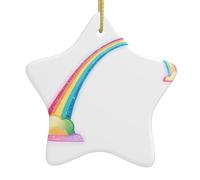 Pendentif en forme d'étoile à suspendre en céramique pour sapin de Noël DLXW brillant Motif arc-en-ciel Maisons, centres commerciaux, supermarchés et magasins