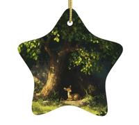 Pendentif en forme d'étoile à suspendre en céramique pour sapin de Noël DLXW faon à l'ombre Maisons, centres commerciaux, supermarchés et magasins
