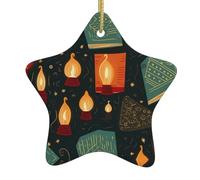 Pendentif en forme d'étoile à suspendre en céramique pour sapin de Noël WHJDPP Book Under The Light Printing Maisons, centres commerciaux, supermarchés et magasins