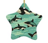 Pendentif en forme d'étoile à suspendre en céramique pour sapin de Noël WHJDPP Killer Whales Swim Along Impression Maisons, centres commerciaux, supermarchés et magasins