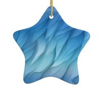 Pendentif en forme d'étoile à suspendre en céramique pour sapin de Noël WHJDPP ombré, impression bleue texturée, maisons, centres commerciaux, supermarchés et magasins