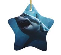 Pendentif en forme d'étoile à suspendre en céramique pour sapin de Noël WHJSHOP Grand requin blanc Petit et exquis
