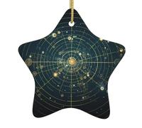 Pendentif en forme d'étoile à suspendre en céramique pour sapin de Noël WHJSHOP Zodiaque Constellation Espace Imprimés Petit et exquis