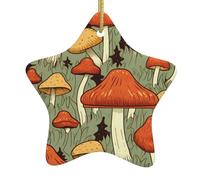 Pendentif en forme d'étoile à suspendre en céramique pour sapin de Noël WHJSSF aux couleurs vives Motif champignons Petit et exquis