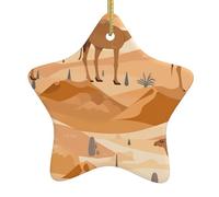 Pendentif en forme d'étoile à suspendre en céramique pour sapin de Noël WHJSSF Désert Sable Camel Motif Petit et Exquis