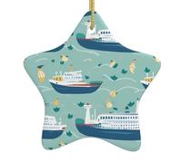 Pendentif en forme d'étoile à suspendre en céramique pour sapin de Noël WHJSSF Motif bateau de croisière Petit et exquis