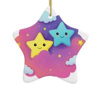 Pendentif en forme d'étoile à suspendre en céramique pour sapin de Noël WHJSSF Petite étoile sur le nuage coloré Décoration Malls, supermarchés, boutiques
