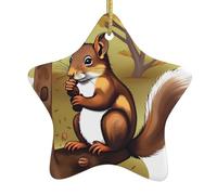 Pendentif en forme d'étoile à suspendre en céramique pour sapin de Noël YYHHAOFA mangeur de noix avec cordon en fil doré facile à suspendre