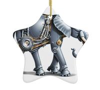 Pendentif en forme d'étoile à suspendre en céramique pour sapin de Noël YYHHAOFA mécanique éléphant imprimé petit et exquis
