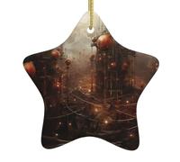 Pendentif en forme d'étoile à suspendre en céramique pour sapin de Noël YYHHAOFA Order in Chaos Printing Small and Exquisite