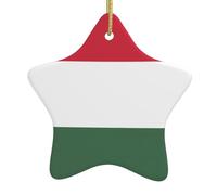 Pendentif en forme d'étoile à suspendre en céramique pour sapin de Noël YYHWHJDE Drapeau de la Hongrie Design exquis 7,9 x 7,9 cm