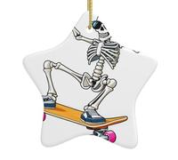 Pendentif en forme d'étoile à suspendre en céramique pour sapin de Noël Yyhwhjde Squelettes Are In Full Swing Prints Conçu spécifiquement pour les vacances 7,9 x 7,9 cm