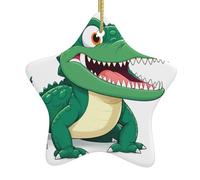 Pendentif en forme d'étoile en céramique à suspendre en forme d'arbre de Noël avec motif WHJSSF petit crocodile avec trou soigneusement percé et corde en métal