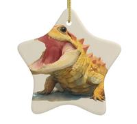 Pendentif en forme d'étoile en céramique à suspendre en forme d'arbre de Noël BROLEO Petit crocodile avec ouverture sur la bouche avec trous soigneusement percés Corde en métal