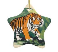 Pendentif en forme d'étoile en céramique à suspendre en forme d'arbre de Noël UDFKGLP Tigres de la jungle pour maisons, centres commerciaux, supermarchés et magasins