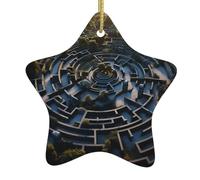 Pendentif en forme d'étoile en céramique à suspendre en forme de labyrinthe XBKGOHA conçu spécifiquement pour les vacances 7,9 x 7,9 cm