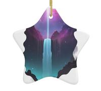 Pendentif en forme d'étoile en céramique à suspendre en forme de nébuleuse WHJSSF avec trous soigneusement percés et corde en métal