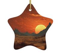 Pendentif en forme d'étoile en céramique à suspendre Motif DLXW Coucher de soleil dans le désert Maisons, centres commerciaux, supermarchés et magasins
