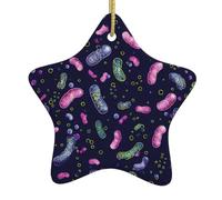Pendentif en forme d'étoile en céramique à suspendre Motif HJFCZH Bactéries Illustration Conçu spécifiquement pour les vacances 7,9 x 7,9 cm
