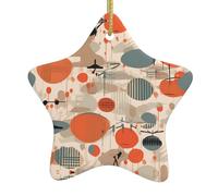 Pendentif en forme d'étoile en céramique à suspendre pour sapin de Noël HJFCZH Batteur Imprimé Facile à accrocher sur les arbres, les portes et les fenêtres
