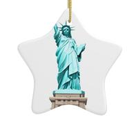 Pendentif en forme d'étoile en céramique à suspendre pour sapin de Noël HJFCZH Statue de la Liberté Conçu spécifiquement pour les vacances 7,9 x 7,9 cm