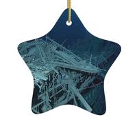Pendentif en forme d'étoile en céramique à suspendre pour sapin de Noël Motif WHJDPP naufrage sous la mer avec cordon métallique doré facile à suspendre