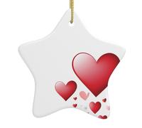 Pendentif en forme d'étoile en céramique à suspendre pour sapin de Noël - Motif WHJSSF réchauffant le bonheur - Trous soigneusement percés - Corde en métal