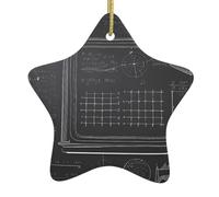 Pendentif en forme d'étoile en céramique à suspendre pour sapin de Noël WHJDPP Motif mathématiques avec cordon métallique doré Facile à suspendre