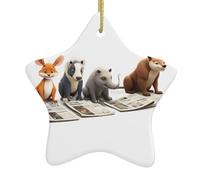 Pendentif en forme d'étoile en céramique à suspendre pour sapin de Noël WHJSHOP Friends Lecture Journal Impression Facile à accrocher sur les arbres, les portes et les fenêtres
