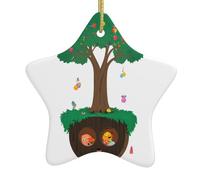 Pendentif en forme d'étoile en céramique à suspendre pour sapin de Noël WHJSSF Happy Party In The Tree Hole Image conçue spécialement pour les vacances 7,9 x 7,9 cm