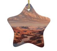 Pendentif en forme d'étoile en céramique à suspendre pour sapin de Noël WHJSSF The Golden Red Desert Image conçue spécialement pour les vacances 7,9 x 7,9 cm