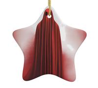 Pendentif en forme d'étoile en céramique à suspendre pour sapin de Noël YYHHAOFA Dark Spectre avec cordon en fil doré facile à suspendre