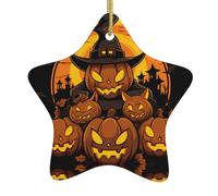 Pendentif en forme d'étoile en céramique à suspendre pour sapin de Noël YYHWHJDE Magicien citrouille Lampe Impressions faciles à accrocher sur les arbres, les portes et les fenêtres