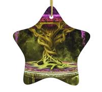 Pendentif en forme d'étoile en céramique à suspendre pour sapin de Noël Yyhwhjde Oasis dans la nébuleuse avec trous soigneusement percés Corde en métal