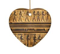 Pendentif en forme d'étoile en céramique de style vintage avec hiéroglyphes égyptiens, un ornement unique pour les décorations rustiques de sapin de Noël