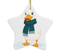 Pendentif en forme d'étoile en céramique pour sapin de Noël DDCXZPP Écharpe Canard dans la neige Impressions Maisons, centres commerciaux, supermarchés et magasins