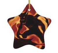 Pendentif en forme d'étoile en céramique pour sapin de Noël HJFCZH Flamme Démon Trous soigneusement percés Corde en métal