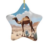 Pendentif en forme d'étoile en céramique pour sapin de Noël WHJDPP Walking Camel Printing Maisons, centres commerciaux, supermarchés et magasins