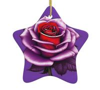 Pendentif en forme d'étoile en céramique pour sapin de Noël - YYHWHJDE - Fuchsia - Trous soigneusement percés - Corde en métal