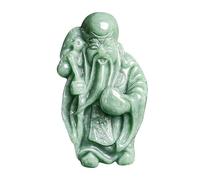 Pendentif en jadéite verte sculpté sage avec cordon | Collier en pierre verte, pendentif sage sculpté avec cordon