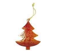 Pendentif En Métal Sapin Rouge Et Doré 9 Cm