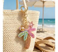 Pendentif en noix de coco tressé coloré fait main avec des éléments de coquillage et d'étoile de mer, style bohème vacances. Pendentif en rotin tressé, pendentif en alliage océanique, style hawaïen. A