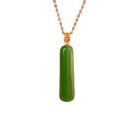 Pendentif en Or 18 carats, Petite Barre Verte en Jade Hetian, Plaque de tranquillité et de Paix, Collier léger de Luxe pour Femmes des minorités