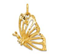 Pendentif en or jaune 10 carats avec ailes d'ange papillon 25 x 12 mm de large pour femme