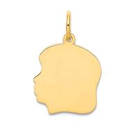 Pendentif en or jaune 10 carats poli uni moyen calibre .013 face à la gauche pour femme avec pendentif tête d'adolescent 22 x 13 mm de large