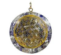 Pendentif en orgonite Fleur de vie Améthyste&Cristal de roche
